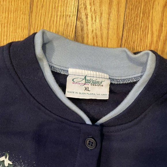 Vintage Artisans Designs Full Button Sweater Size XL Winter Snow Animals Graphic - Picture 3 of 4